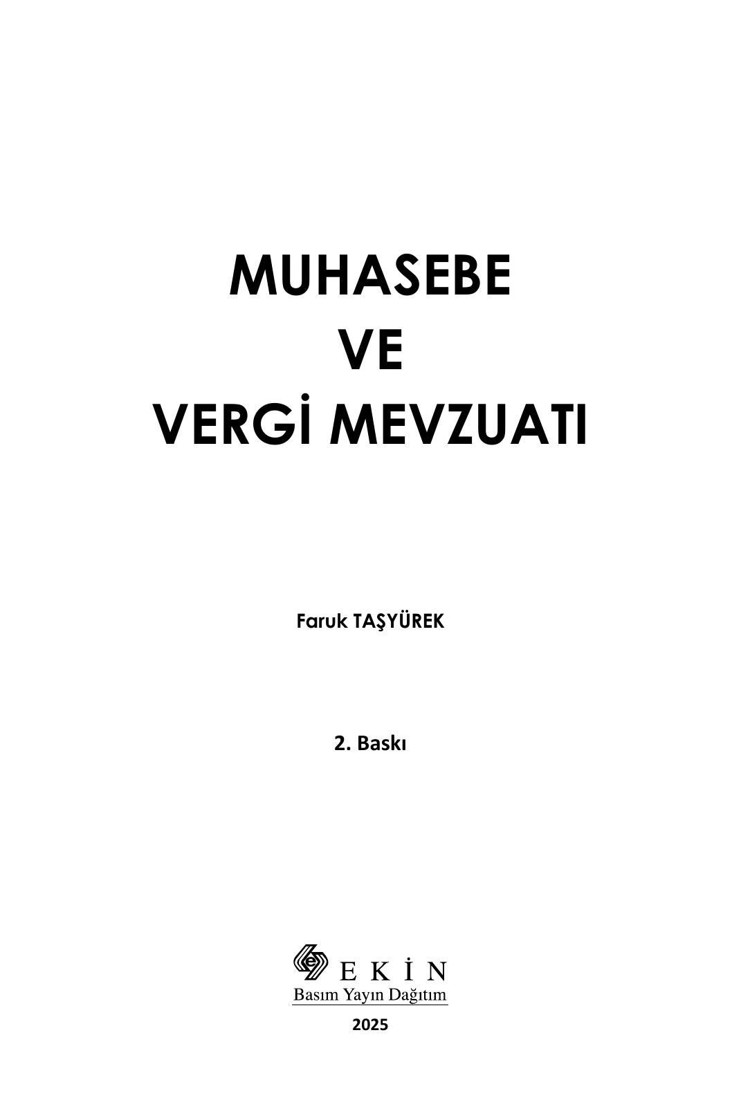 Faruk Taşyürek Muhasebe ve Vergi Mevzuatı kitabı ikinci baskı kapağı